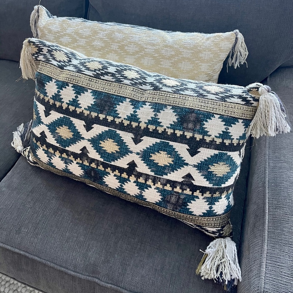 Boho Navy & Gold Throw Pillows